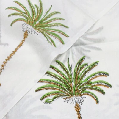 1 Yard Green Palm Tree Print Fabric Sheer Soft 100% Cotton Dressmaking Fabric - Image 1 of 4