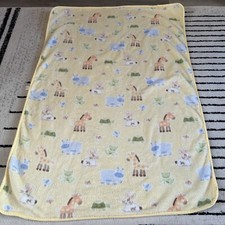 Circo Yellow Animal Baby Blanket Giraffe Hippo Bird Turtle Frog Bunny