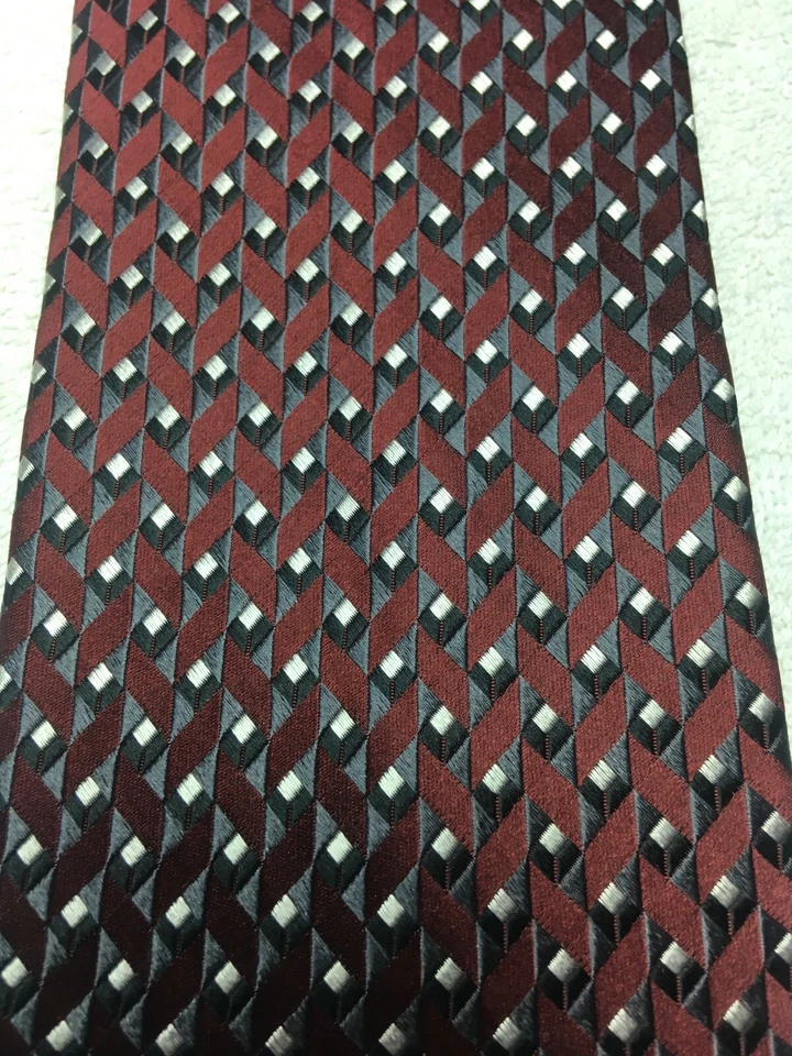 CORBATA MARTIN WONG HOMBRE BORGOÑA CON NEGRO BLANCO GRIS 4 X 61 Foto 3 de 4