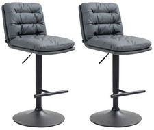 2er Set Barhocker Damar Kunstlederbezug h&ouml;henverstellbar drehbar mit R&uuml;ckenlehne