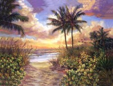 Ceramic Backsplash Tile Mural Beach Scene Kitchen/Bathroom/Shower - Sunset