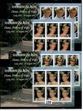 Solomon Islands 2007 -Princess Diana 10th Anniv. Memorial Set of 4 Sheetlets MNH