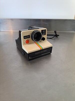 Vintage OneStep Polaroid SX-70 White Rainbow Stripe Land Camera