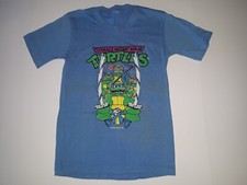 Vintage Teenage Mutant Ninja Turtles TMNT Youth Shirt Kids Blue 1990 RARE