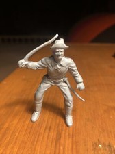 Marx Alamo Frontiersman Mounted with Sword Blue Plastic 54 mm Scale