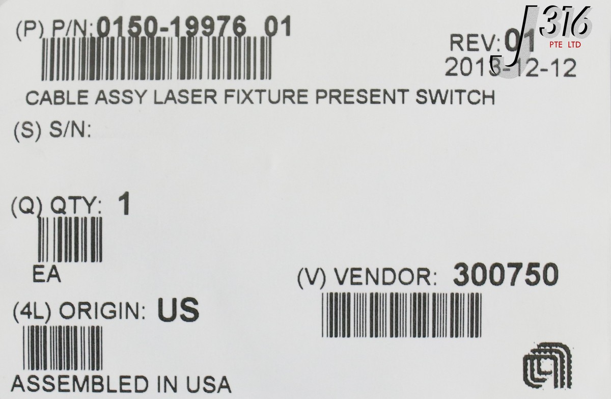 19223 APPLIED MATERIALS CBL ASSY LASER FIXT PRESENT SW E2E-X1C1