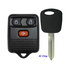 Replacement for Remote Fob Clicker Alarm + Uncut Ignition Transponder Chip Key