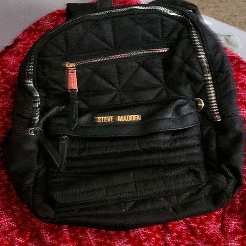 Gently Used Steve Madden Black Quilted Soft Backpack Purse | eBay