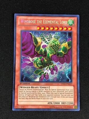  YUGIOH WINDROSE THE ELEMENTAL LORD LTGY-EN037 1ST SECRET HP/CREASES