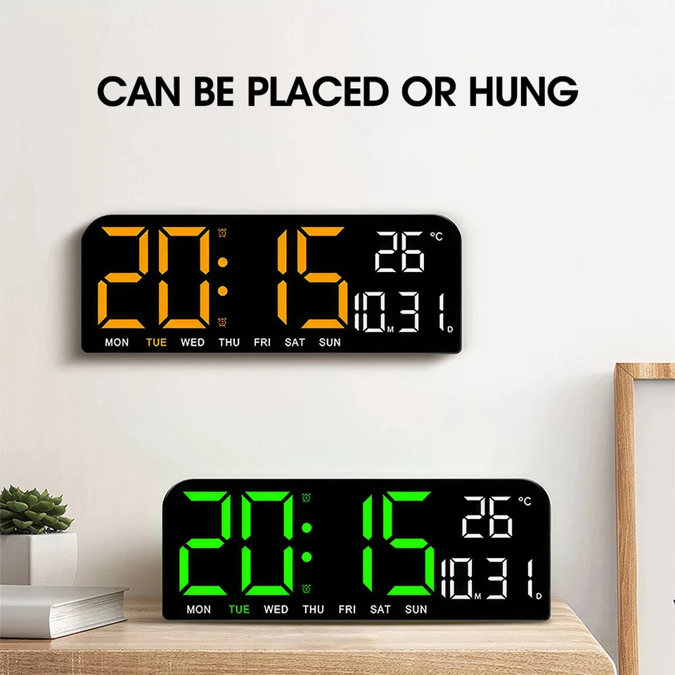 Modern Digital Wall Desk Clock with Large LED Display, Calendar, and Temperature - Image 2 of 4