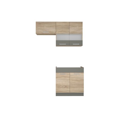 Küchenzeile Einbauküche 140 Cm Küche R-Line Sonoma Eiche Single Vicco