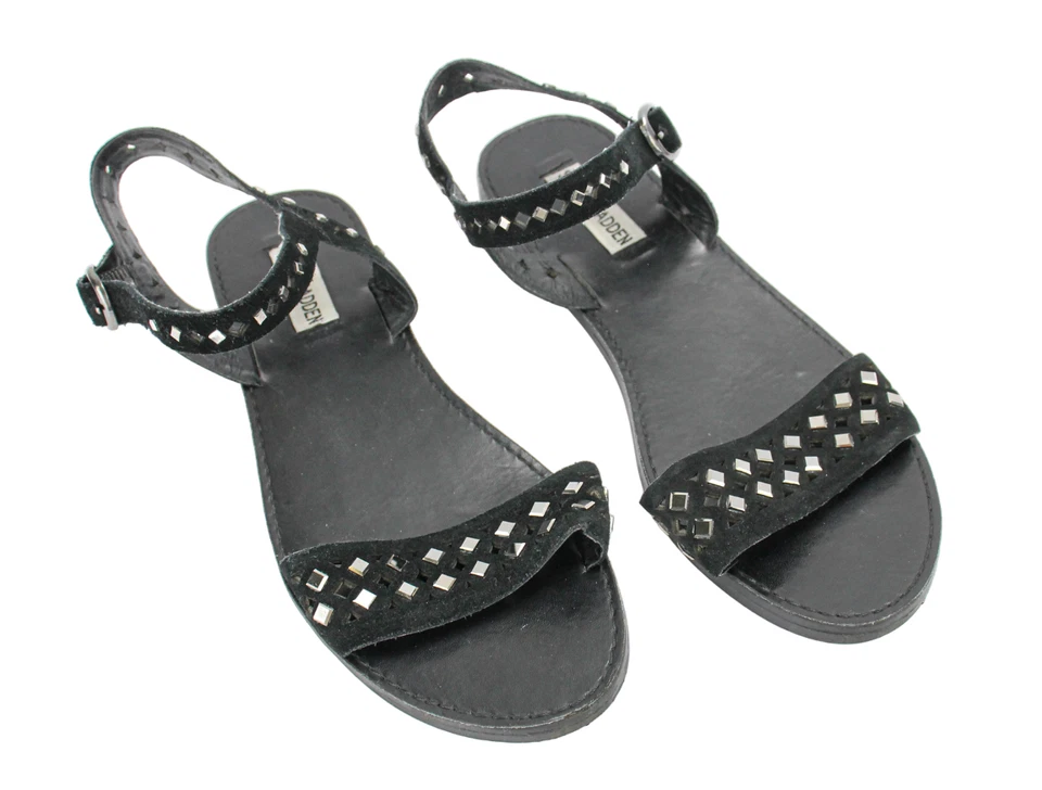 Steve Madden Donddi R Zapatos Mujer Eu 40 Cuero Negro Tobillo Sanda Sandalias - Imagen 2 de 4