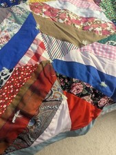 Vintage Quilt Handmade, Vintage Materials. Some Christmas , Great Condition.