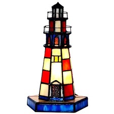 Bieye L11005 Lighthouse Tiffany Style Stained Glass Accent Table Lamp Night L...