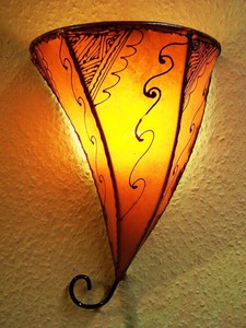 Orientalische Afrikanische Lampe Wandlampe Lederlampe Wandleuchte
