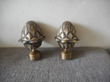 PAIRE EMBOUT TRINGLES RIDEAUX BRONZE ANCIEN