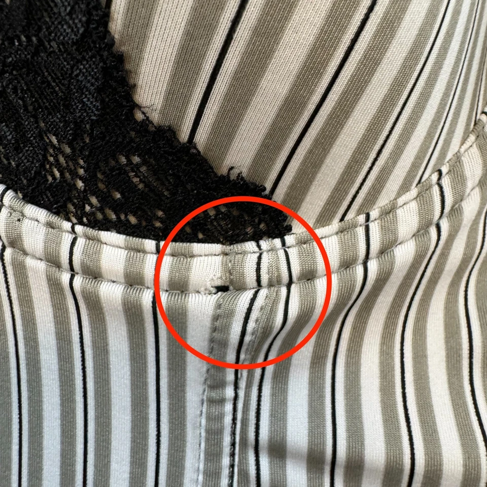 Vestido Sophie B Slip Grande Blanco Negro Rayas Ahuecado Acolchado Chemise Lencería Foto 3 de 4