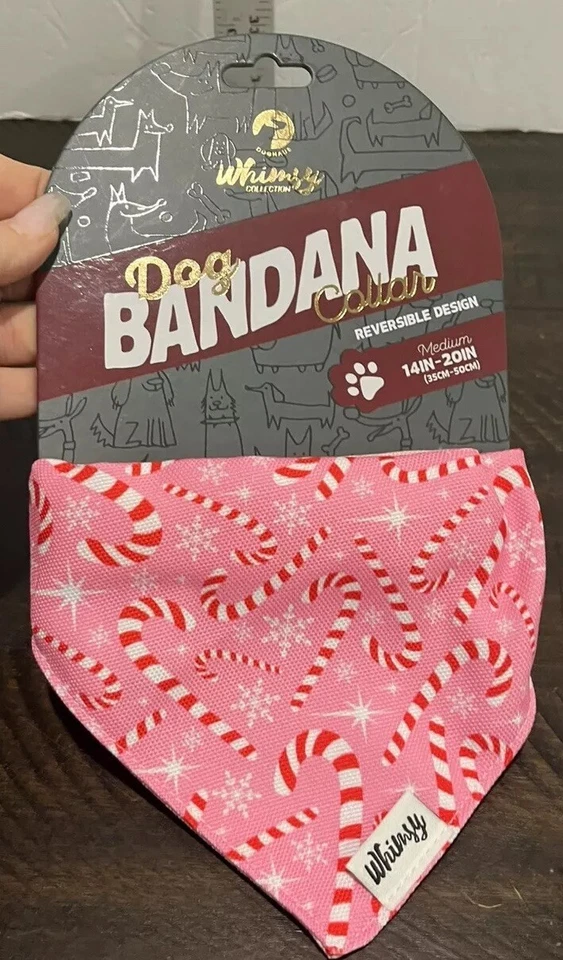 Dog Bandana Reversible Collar Christmas Candy, Canes Doghaus Whimsy Medium - Image 3 of 4