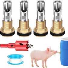 4 Pcs Pig Waterer Nipples for Barrel Kit, Stainless Steel Hog Waterer Nipples...