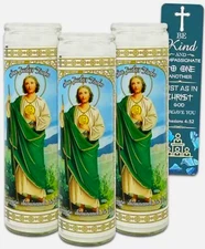 3 San Judas Tadeo Saint Jude White devotional Religious prayer Candle veladora