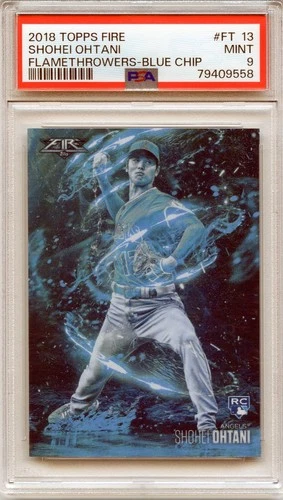 Shohei Ohtani FLAMETHROWERS BLUE CHIP! PSA 9 Mint!  2018 Topps Fire  #FT-13 RC