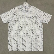 Rhoback Golf Polo Shirt Mens XXL White Blue Paw Print Performance Short Sleeve