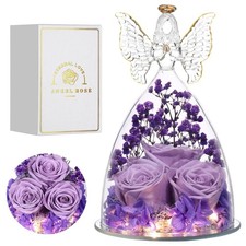 Mothers Day Mom Gifts for Women Preserved Flowers in Glass Angel Forever Flow...