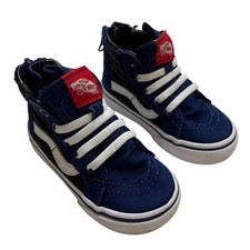 Vans Sk8 Hi Zip Navy Blue Black White High Top Iconic Sneakers Toddler Size 5.5
