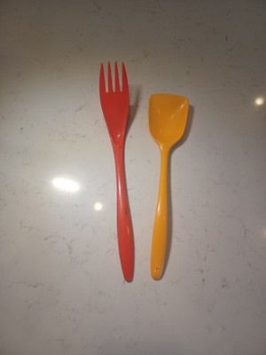 VTG Mepal Rosti Melamine Serving Spoon  &  Fork   Orange & Yellow Denmark 