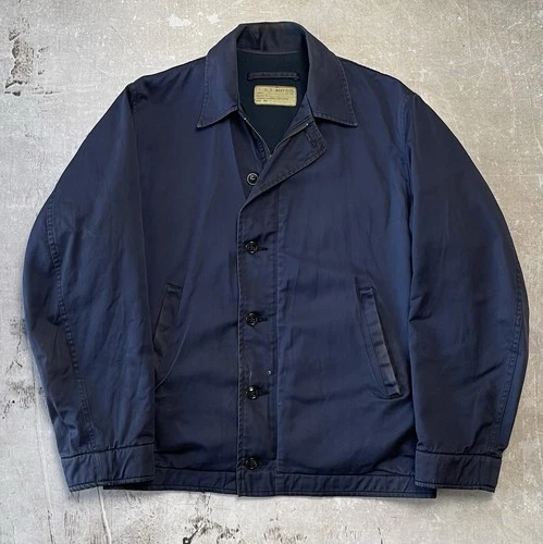 Vintage 1960s USN N-4 Navy Blue Deck Jacket Size 38 Vietnam War Military Stencil