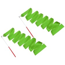 2 Pcs Dance Ribbons 78.7" Gymnastics Ribbon Streamers Red Wand, Dark Green