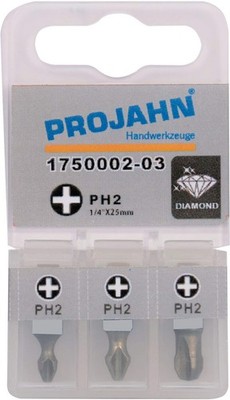 1/4'' Bit Diamantbeschichtet Phillips Nr1 3er Pack L25mm