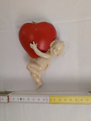 vintage Hertwig Cherub Herz Wandtasche: 1970er Jahre Valentinstag
