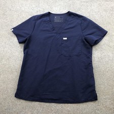 FIGS Technical Collection Scrub Shirt Womens Medium Navy Blue V Neck Pocket