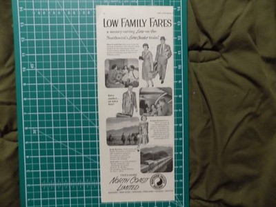 1955 PRINT AD NORTHERN PACIFIC RAILWAY LOW FAMILY FARES