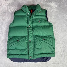 Lands End Puffer Vest Kids Small 8 Green Down Insulated Snap Front Outdoor coat