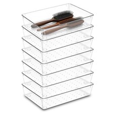 7 PCS 6x9 Inch Clear Drawer Organizers Makeup Vanity Office Storage Tray
