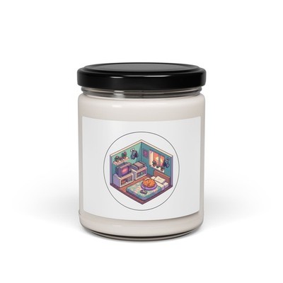 Isometric Pixel Room Candle, Cozy 16 Bit Lofi Pixel Soy Candle