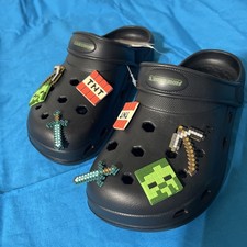 Minecraft Crocs Childrens Clogs Kids Sz 1.5/2.5 Comfort Sandals