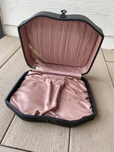 Vintage Ivortone Vanity Case Black With Pink Fabric