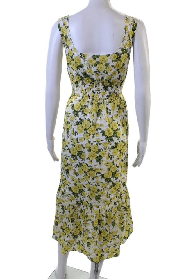 J Crew Womens White Floral Maxi Sundress Square Neck Sleeveless Cotton Size 8 - Image 3 of 4