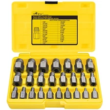 Topec 25Pcs-Double Head Screw Extractor Set, Newest Version 3/8” Drive 2-in-1...