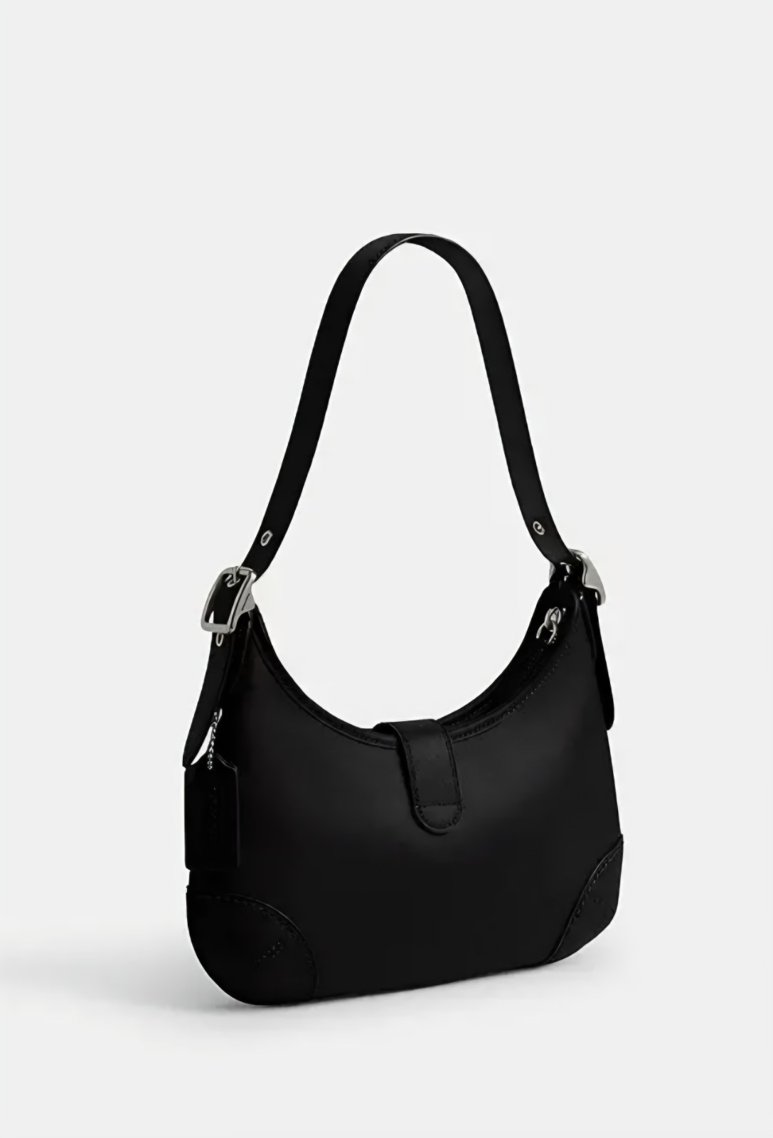 NWT Coach Hamptons Hobo Black Leather Bag Silver Hardware with Dust Bag CW642 image 3