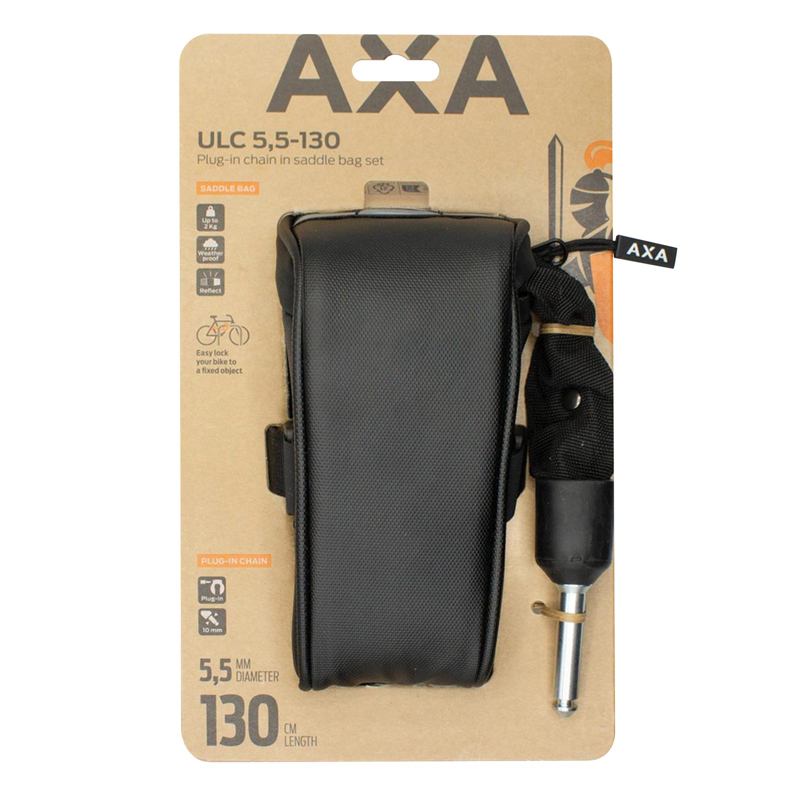 Antivol velo chaine a boucle axa ulc-130 pour attacher sereinement votre vélo en centre-ville