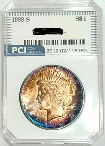 1922-S Rare Date  Peace Dollar Gem BU ++  Gorgeous Lustrous Rainbow Color Toned