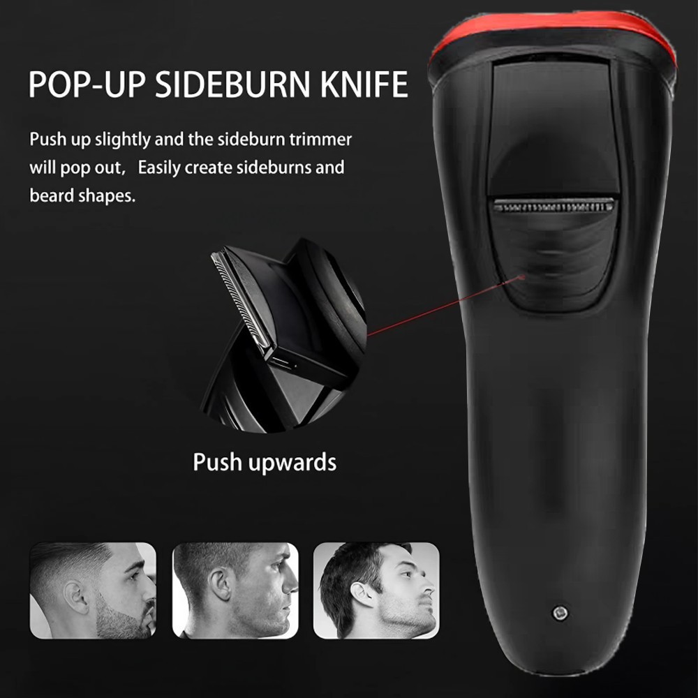 Electric Shaver Mens Razor Rotary Waterproof Pop-Up Trimmer Wet Dry Cordless US