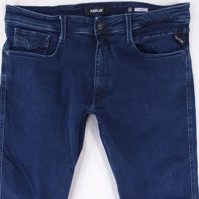 Herrens Replay M914 ANBASS Slim Tapered Elasthan Blau Jeans W36 L32