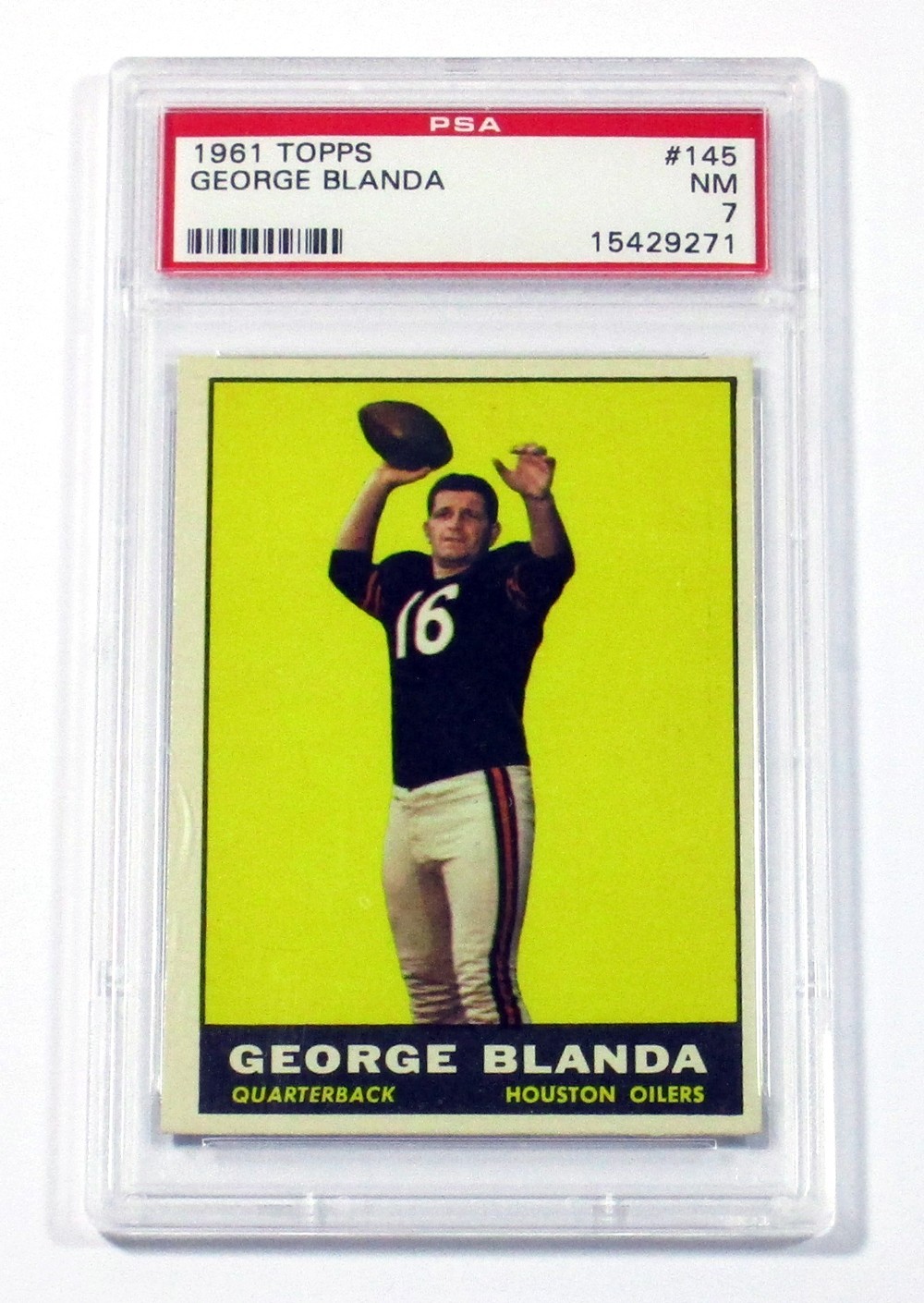 1961 Topps Football George Blanda #145 Houston Oilers PSA 7