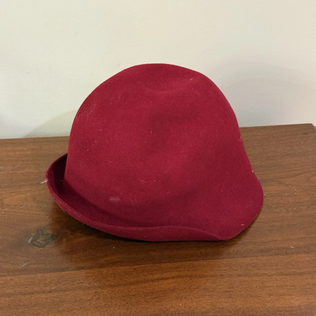 Red Wool Cloche Hat designed by Hildur Bolladóttir Bellady Women Solid Color Winter Hat 100 percent Wool Cloche  main image 2