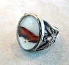 Vintage Wheeler Manufacturing Sterling Silver Montana AGATE Eagle Ring Size 8.5